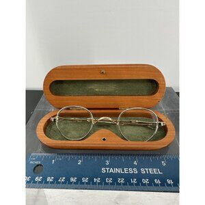 Lunor glasses gold-plated Made In Germany telescopic temples Wooden Case (C8-10)